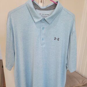 Men's Under Armour XXL 2XL The Playoff Polo Shirt Heatgear Light Blue Loose Fit